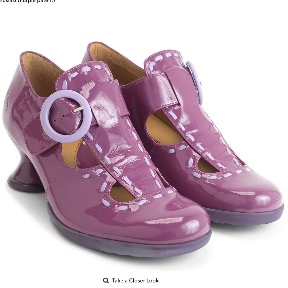 John Fluevog Enneagram Enthusiast, patent purple,  size 6